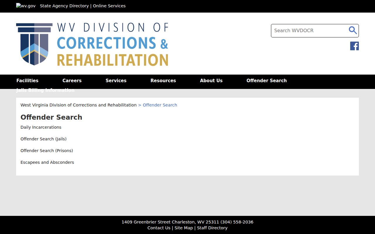 Lewis County arrest records and WVDCR custody search options