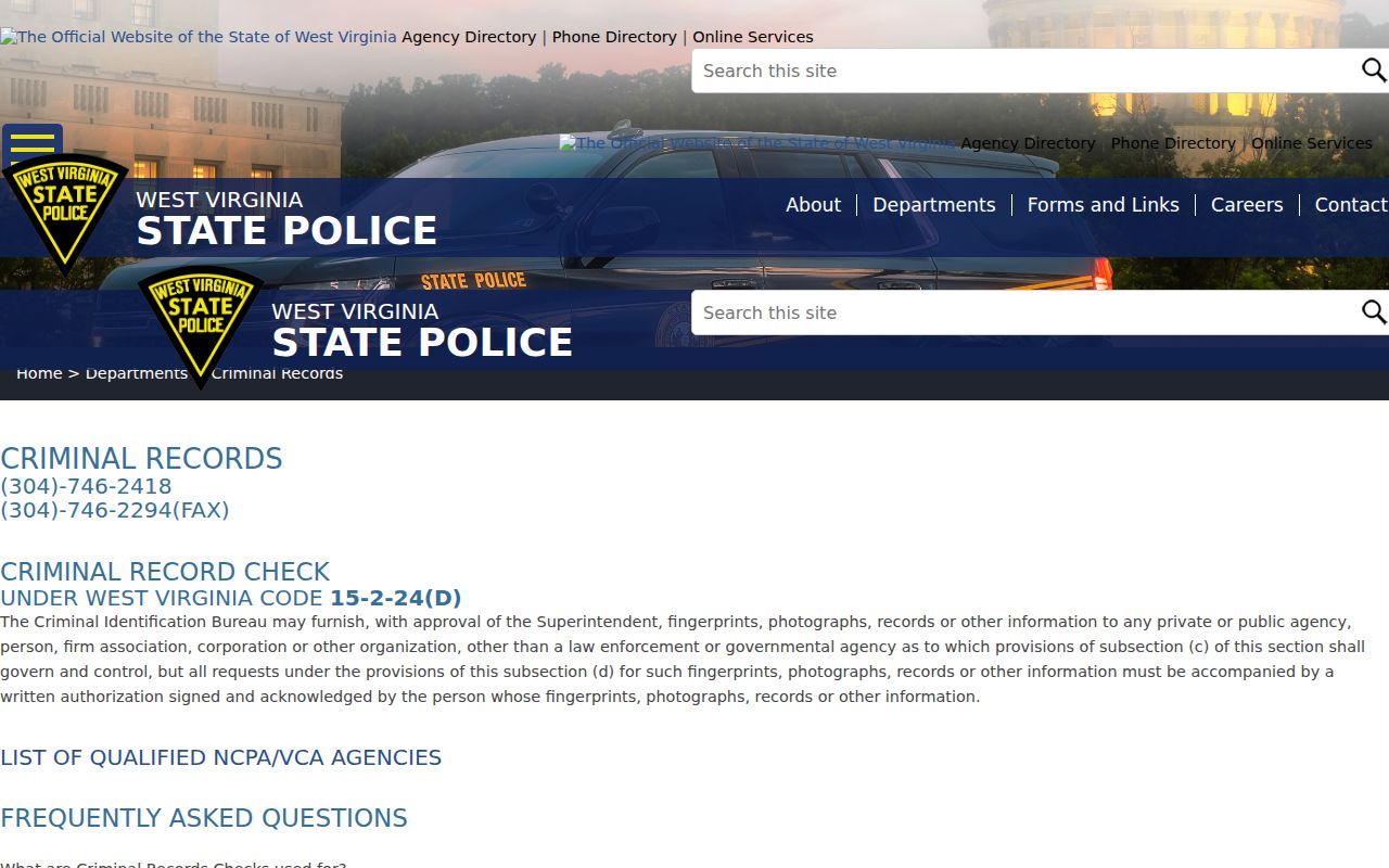 Lewis County criminal history fingerprint repository information