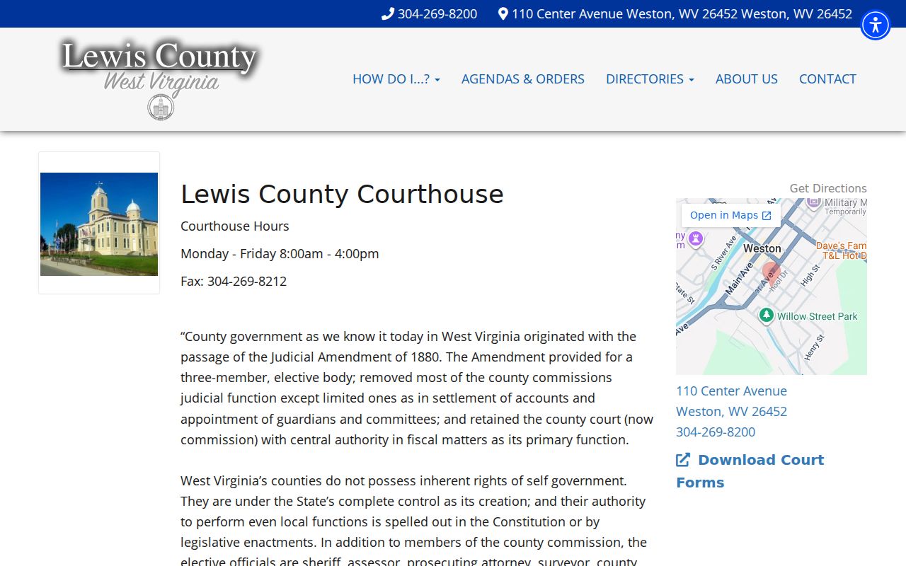 Historic Lewis County courthouse near criminal record offices