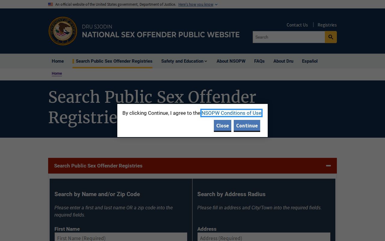 Lewis County sex offender lookup using the national public registry search